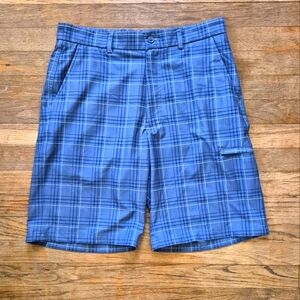 Pebble Beach Collection Men's Blue Plaid Golf Shorts - 32